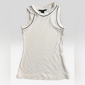 Tahari Ribbed Tank Top Women’s XS White Sleeveless Knit Shirt